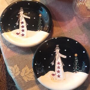 Certified International Snowman Plates - Black and White
